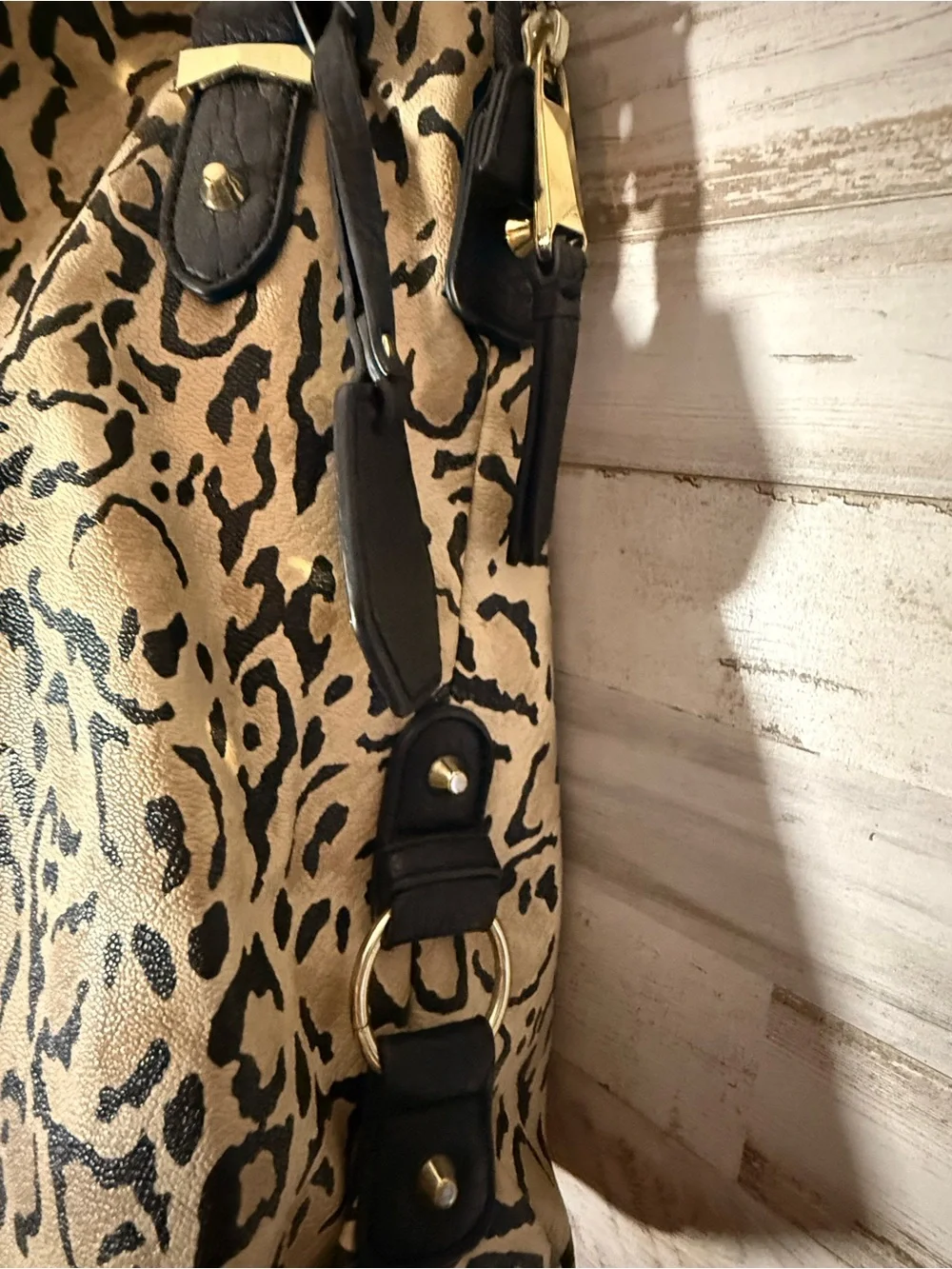 Jessica Simpson. Leopard Print Tote Bag with Black Trim